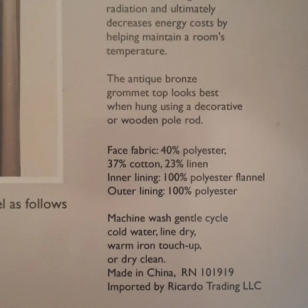 New Denim Homespun Grommet Top Insulated Curtain 40x63 New‎